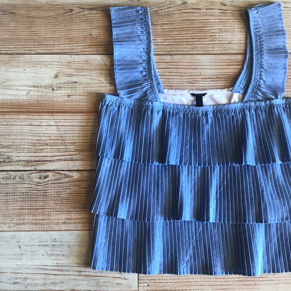 SOLD blue sleeveless ruffle top